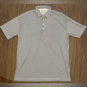 Collars & Co. XL Black & White Gingham Short Sleeve Dress Collar Polo